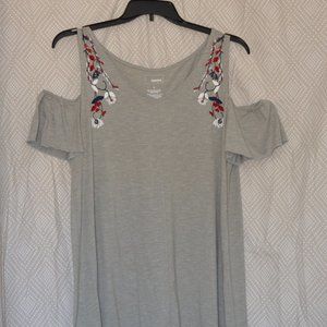 Sonoma - Sage Green Cold Shoulder Embroidered Dress, L